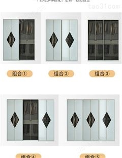 轻奢现代简约家用整体衣柜 卧室六门衣橱 经济型储物柜 两门玻璃门柜 衣柜定制家具厂