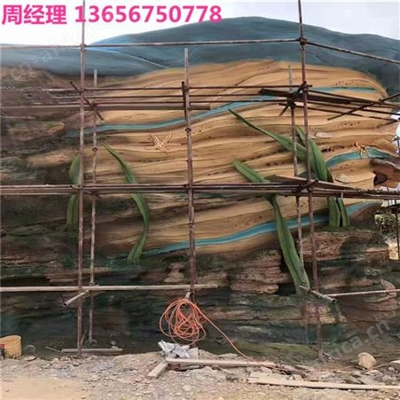 温泉酒店大型塑石假山 济南房地产瀑布假山 施工精美