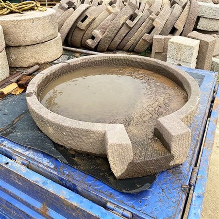 花岗岩仿古石雕石磨盘 公园庭院做旧工艺品摆件 自然纹理