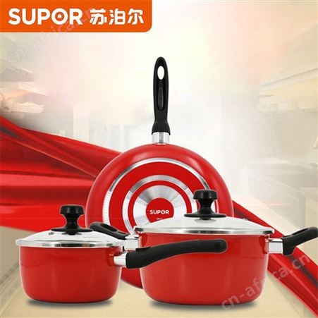 VTP1605T苏泊尔锅具套装三件套装中国红26CM煎锅20CM汤锅16CM奶锅VTP1605T