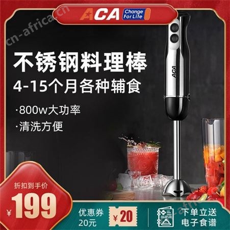 ACA/北美电器 AHM-HB01ACA手持料理棒辅食机婴儿宝宝料理机小型电