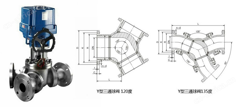 电动Y型三通球阀图