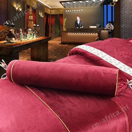 郁金香服饰  亲肤柔软美容院床套罩 水晶绒 美容床罩四件套