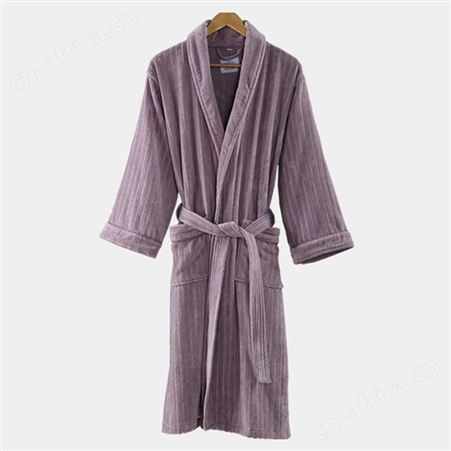 郁金香服饰 割绒条纹浴袍睡袍 酒店旅馆家居服类定制