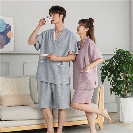 郁金香汗蒸服色织彩棉女款男款 高档浴衣浴服情侣宽松款桑拿服