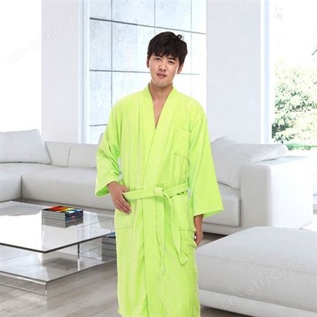 秋冬浴袍毛巾浴袍情侣和服领绿色浴袍名宿酒店浴衣