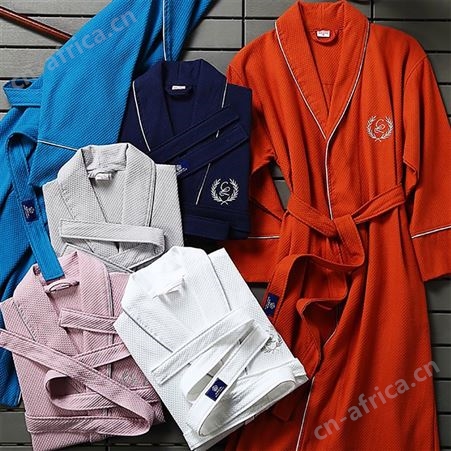 郁金香 酒店春秋浴袍 宝石格和服领 美容院浴衣 支持定制