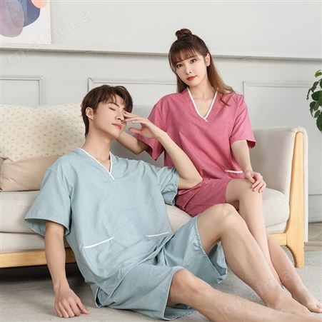 郁金香汗蒸服色织彩棉女款男款 高档浴衣浴服情侣宽松款桑拿服