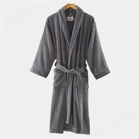 郁金香服饰 割绒条纹浴袍睡袍 酒店旅馆家居服类定制