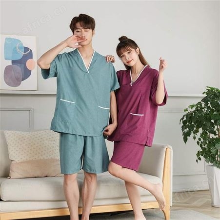 郁金香汗蒸服色织彩棉女款男款 高档浴衣浴服情侣宽松款桑拿服