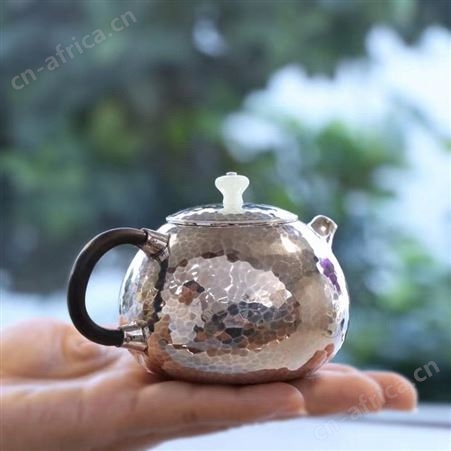 西施锤纹银壶小茶壶999泡茶烧水壶手工一张打银茶具高档茶道礼品