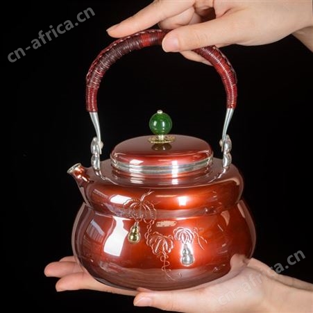铜包银烧水煮茶壶 足银999茶具茶器提梁壶 功夫茶茶壶
