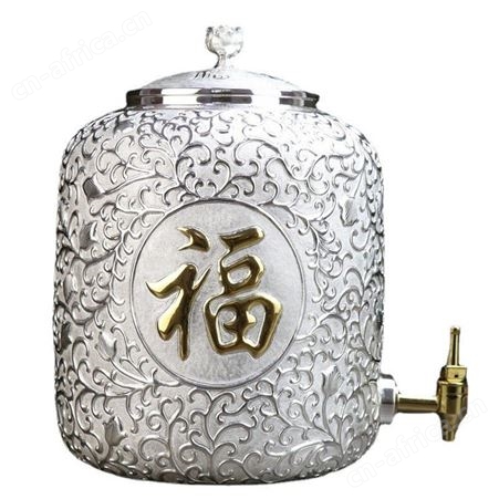 百福纯银大容量水缸酒缸 家用千足银手工储水蓄水罐茶道盛水容器