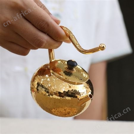 鎏金提梁小银壶纯银999泡茶壶足银家用手工功夫茶具银器礼品茶壶