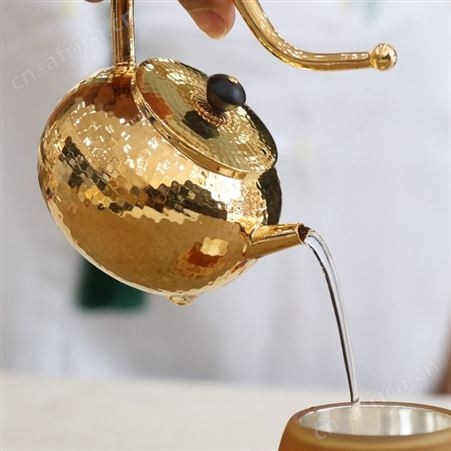 鎏金提梁小银壶纯银999泡茶壶足银家用手工功夫茶具银器礼品茶壶