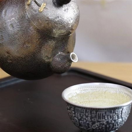 复古锔钉纯银茶壶定制s999日本银壶茶具家用功夫沏茶单壶套装礼品
