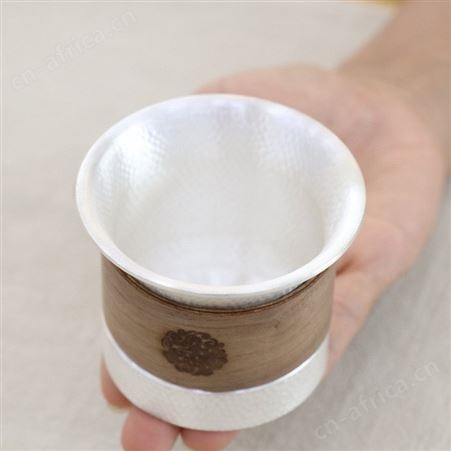 锤纹隔热银茶杯纯银999主人杯手工喝茶杯子茶具足银品茗水杯
