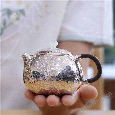 西施锤纹银壶小茶壶999泡茶烧水壶手工一张打银茶具高档茶道礼品