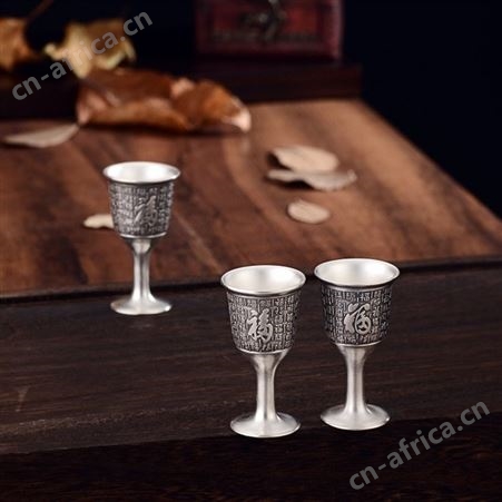 百福 999银酒壶白酒杯子 家用分酒器 纯银酒具酒杯 银酒具套装
