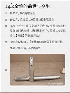 英雄牌100钢笔14k金笔学生专用老款经典鼎新成人办公练字书法钢笔